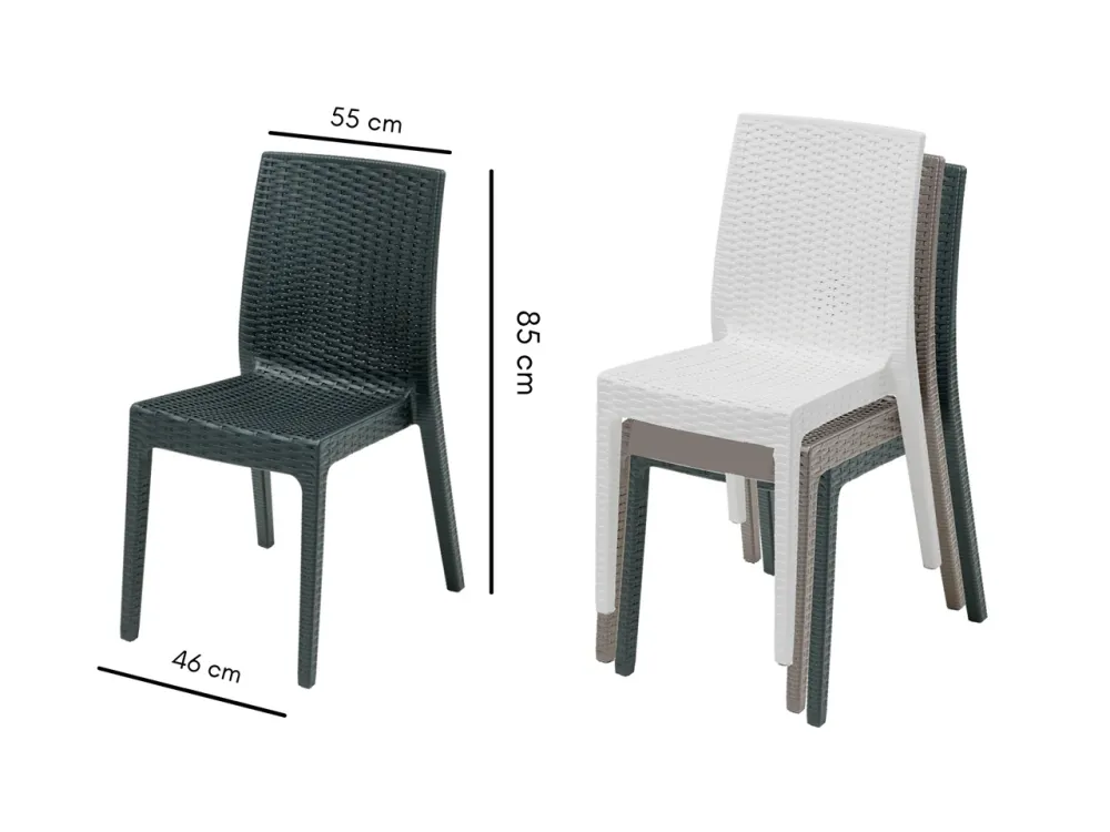Sedia selene simil rattan set da 4 pezzi colore antracite