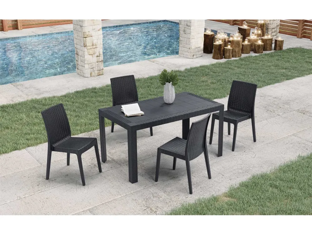Sedia selene simil rattan set da 4 pezzi colore antracite