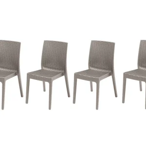 Sedia selene simil rattan set da 4 pezzi colore tortora