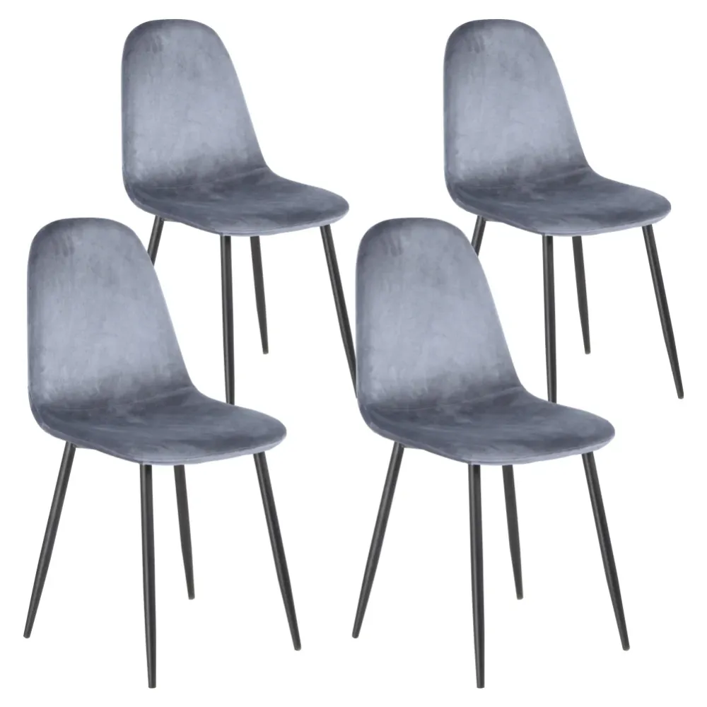 Sedia set 4pz da Cucina Grigio Polvere Velluto Elegante Moderno 43x53H 47.5cm