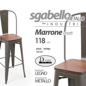 Sedia sgabello con schienale 118cm 757501