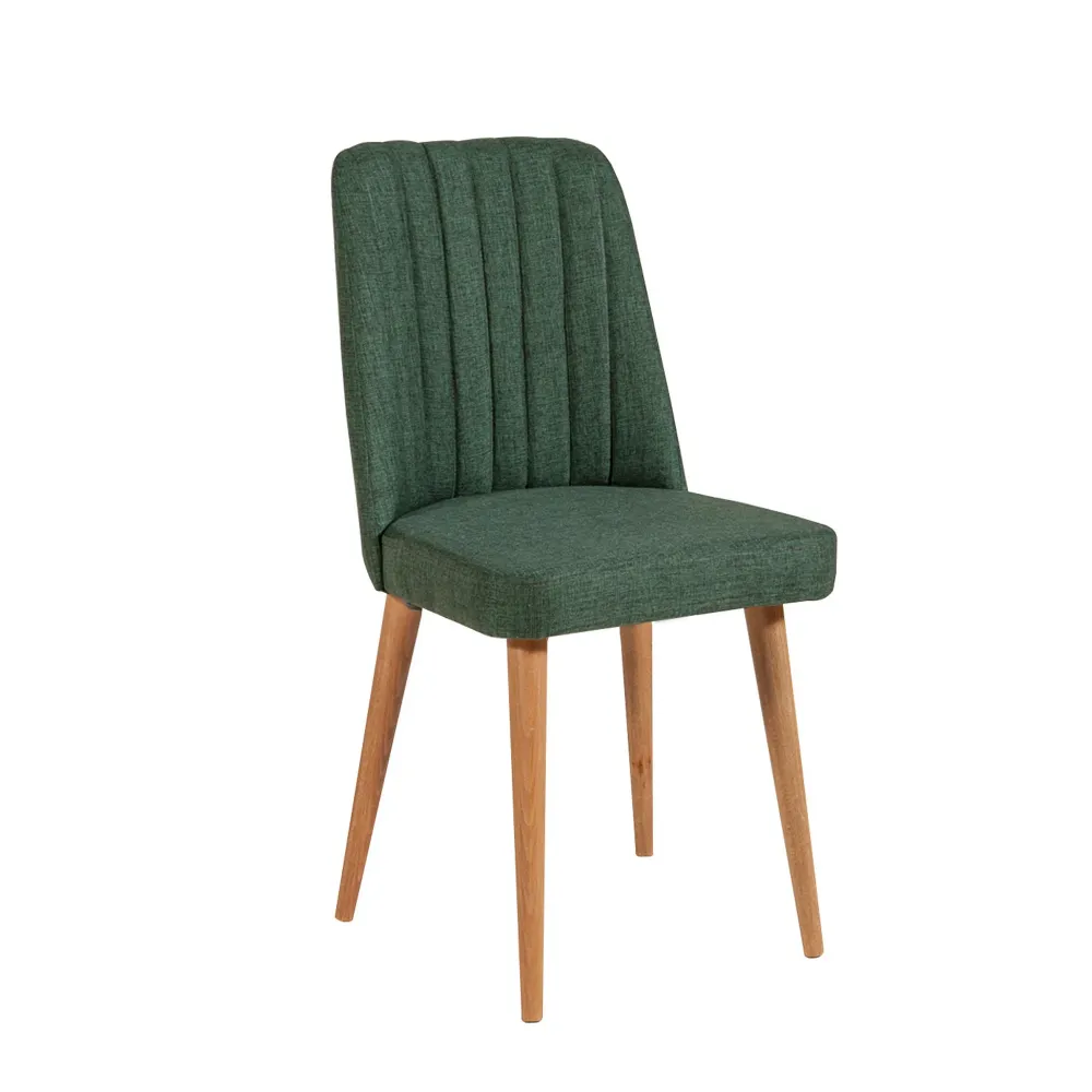Sedia soggiorno legno imbottita rivestimento tessuto verde cm 47x46x89h