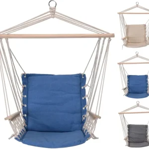 Sedia sospesa dondolo cotone con supporto corda e legno colori assortiti - 90x75 cm - Koopman