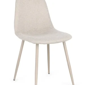 Sedia tessuto tortora beige con gambe acciaio verniciate | Rohome