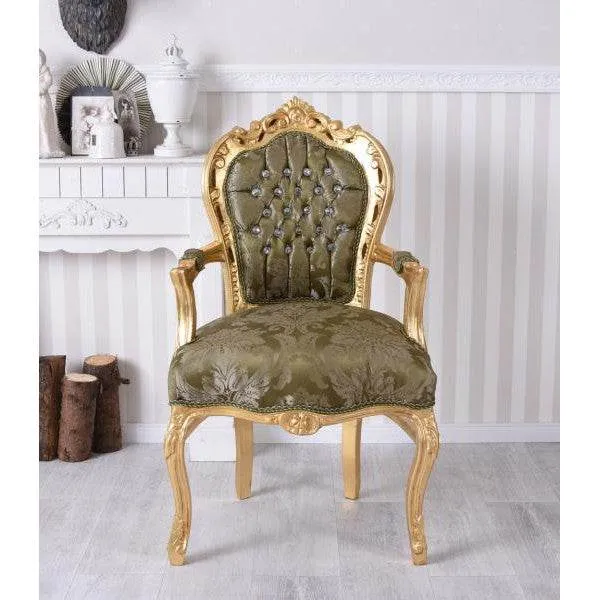 SEDIA TRONO STRASS VIVERE COME UN CASTELLO ORO VERDE