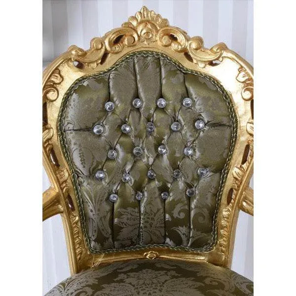 SEDIA TRONO STRASS VIVERE COME UN CASTELLO ORO VERDE