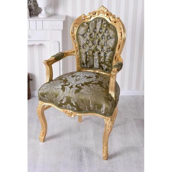 SEDIA TRONO STRASS VIVERE COME UN CASTELLO ORO VERDE