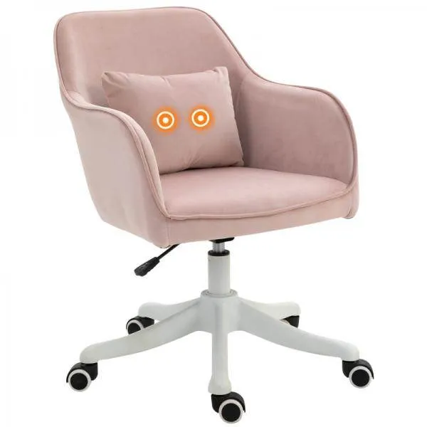 Sedia da ufficio con funzione di vibrazione, funzione di massaggio USB, cuscino lombare regolabile altezza, rosa
