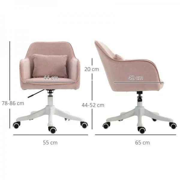 Sedia da ufficio con funzione di vibrazione, funzione di massaggio USB, cuscino lombare regolabile altezza, rosa