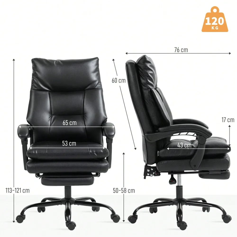 Sedia da Ufficio Ergonomica, Poltrona Direzionale con Sedile Largo e Poggiapiedi