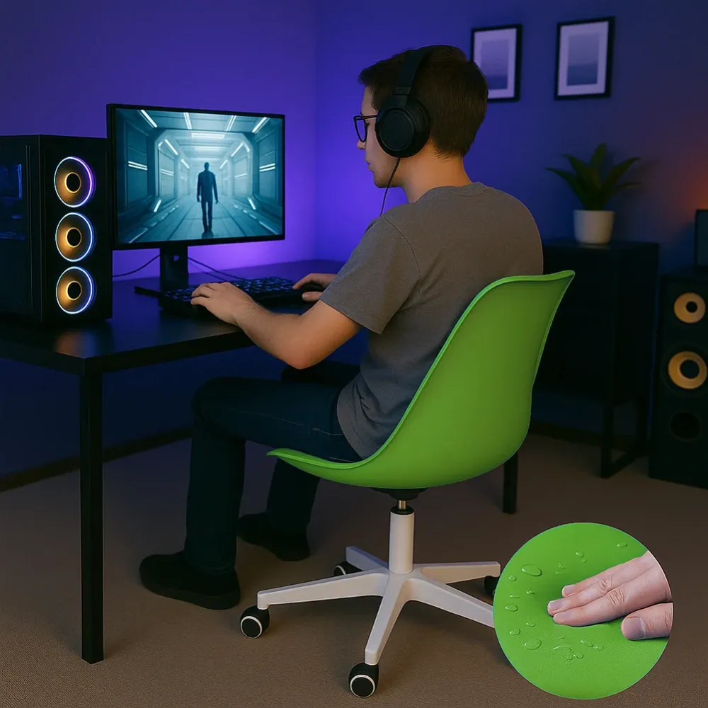 Sedia Ufficio Ergonomica Schienale PP Imbottitura Schiuma Verde