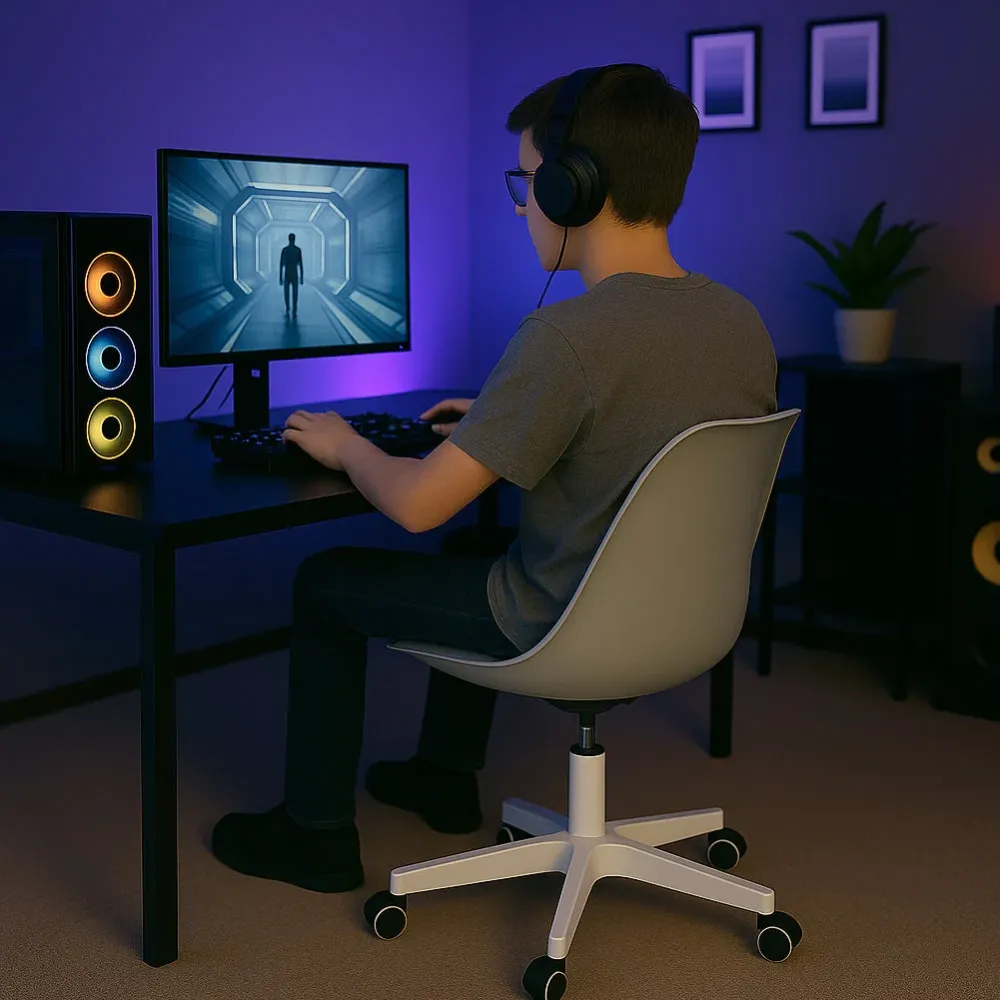 Sedia da Ufficio Full Grigio Poltrona da Studio e Casa Ergonomica con Ruote
