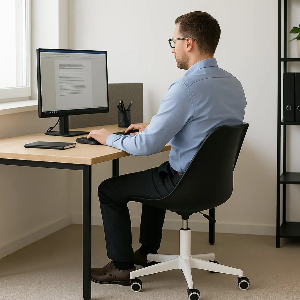 Sedia da Ufficio Full Nero Poltrona da Studio e Casa Ergonomica con Ruote