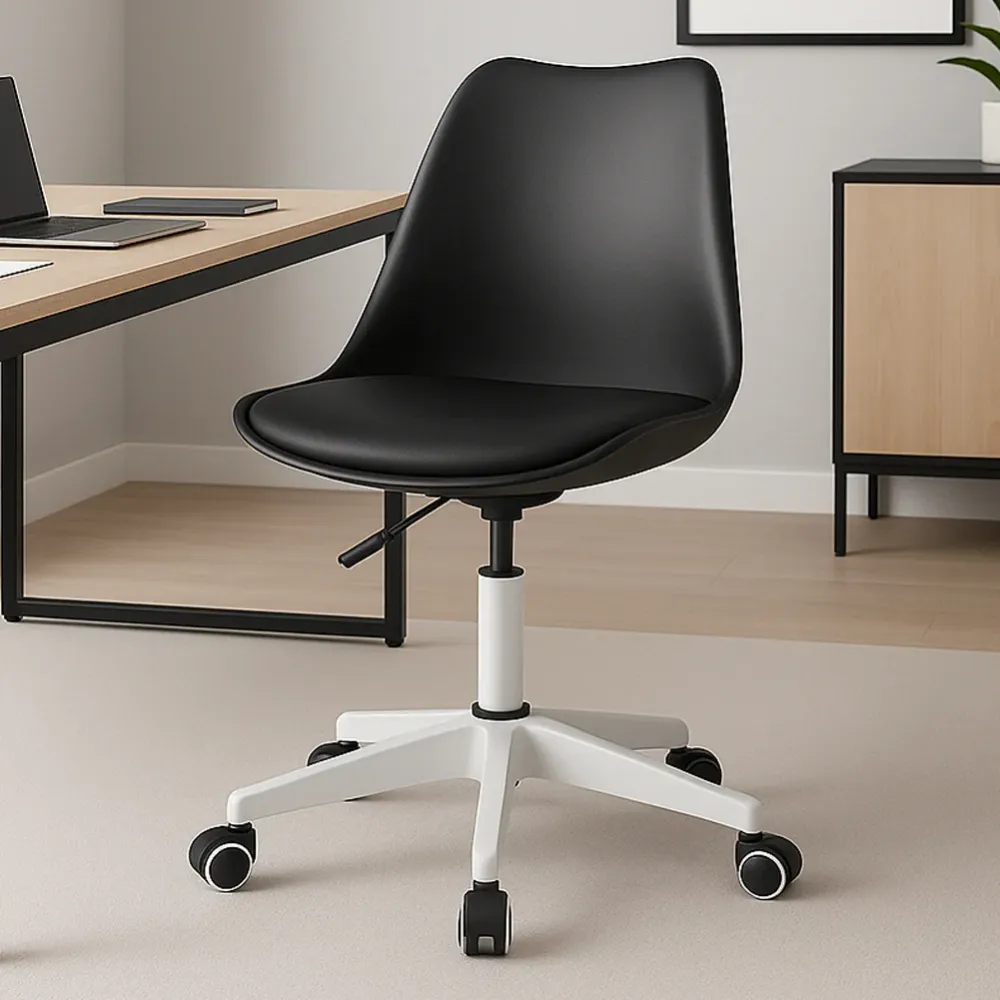 Sedia da Ufficio Full Nero Poltrona da Studio e Casa Ergonomica con Ruote