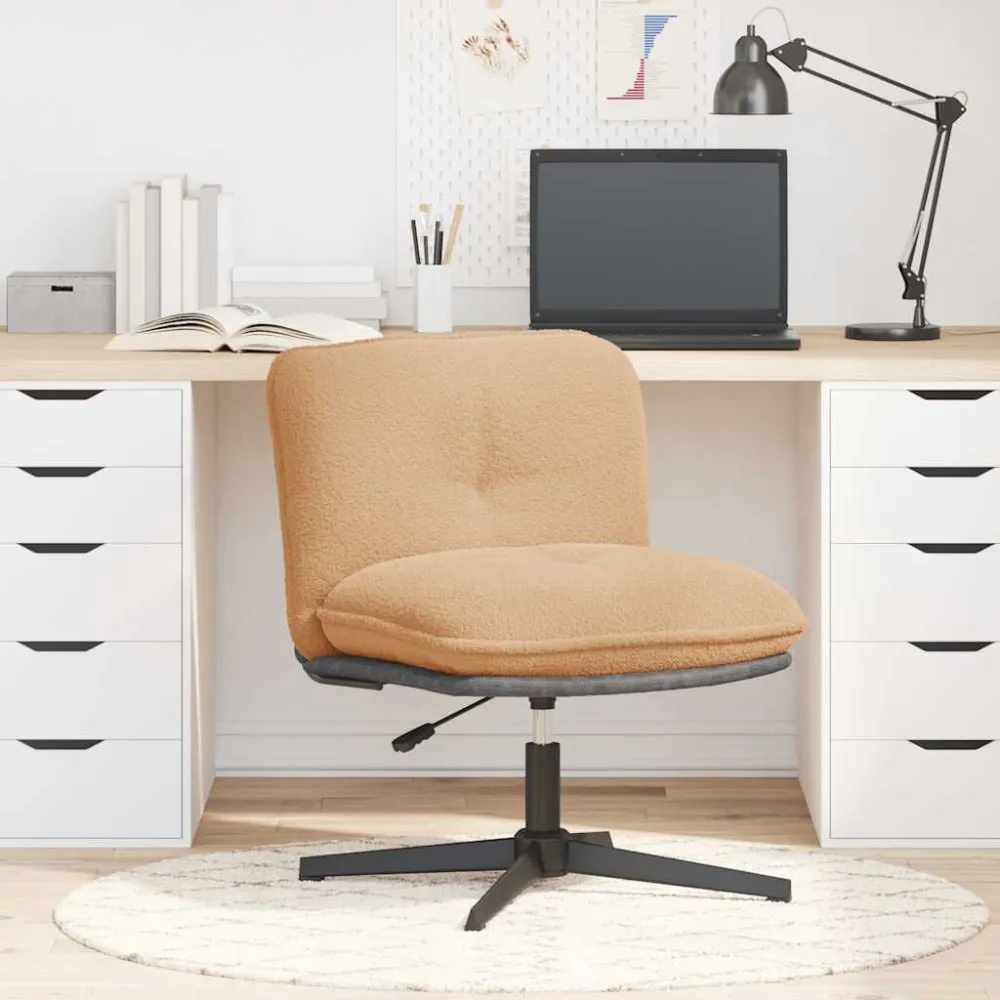 Sedia da Ufficio Girevole Tessuto Riccio Beige Effetto Lana