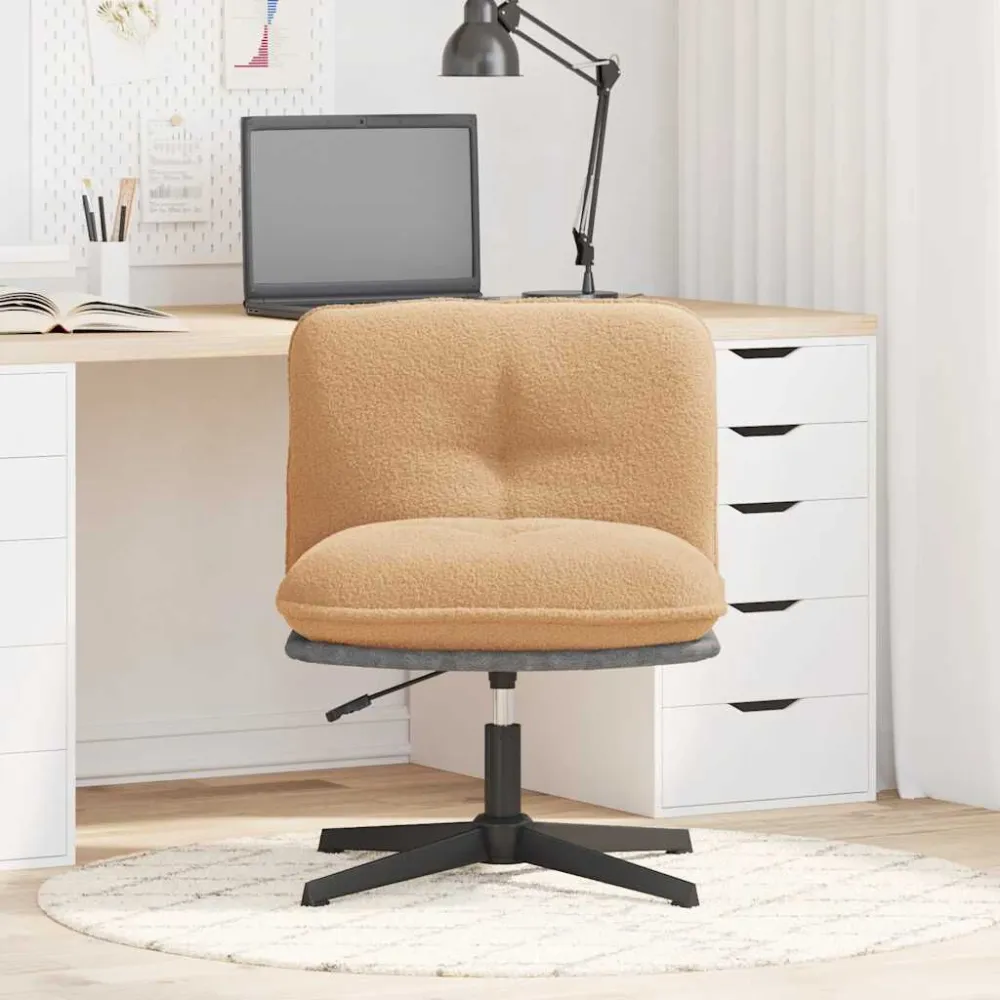 Sedia da Ufficio Girevole Tessuto Riccio Beige Effetto Lana