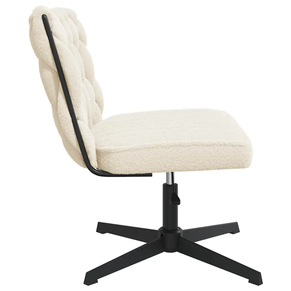 Sedia da Ufficio Girevole Tessuto Riccio Crema Effetto Lana