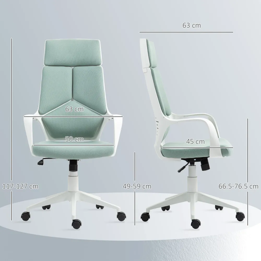 Sedia da Ufficio Operativa 63x63x117-127 cm Seduta Girevole e Dondolo Tessuto Rete Verde