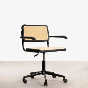 Sedia da ufficio plastica e rattan Candela Arms