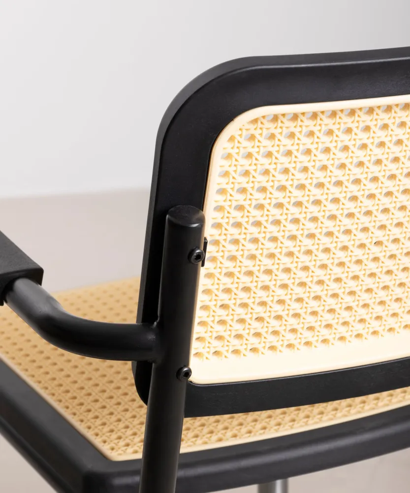 Sedia da ufficio plastica e rattan Candela Arms