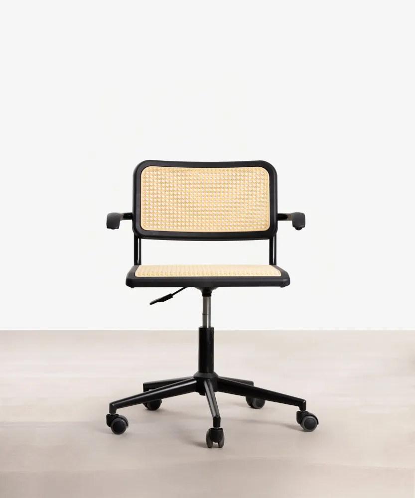 Sedia da ufficio plastica e rattan Candela Arms