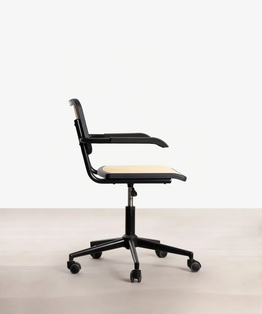 Sedia da ufficio plastica e rattan Candela Arms