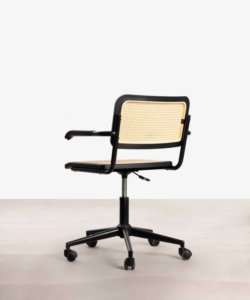 Sedia da ufficio plastica e rattan Candela Arms