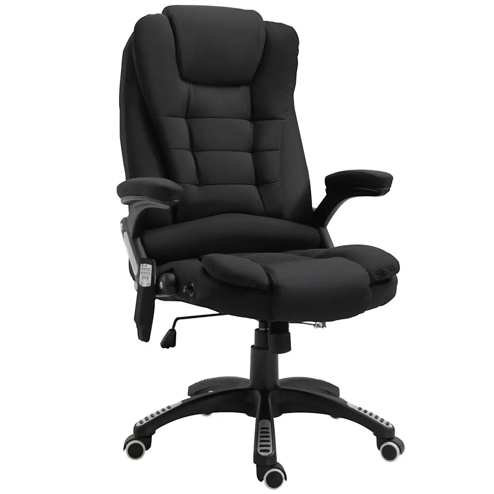 Sedia da ufficio poltrona massaggiante funzione calore regolabile altezza ergonomica nera, 68x72x110-120 cm