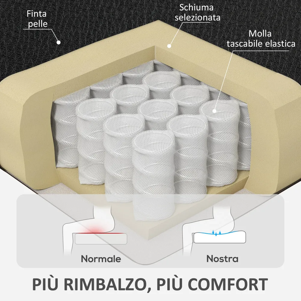 Sedia da Ufficio Reclinabile con Poggiapiedi Estraibile Pelle PU Capacità 120 kg Nero