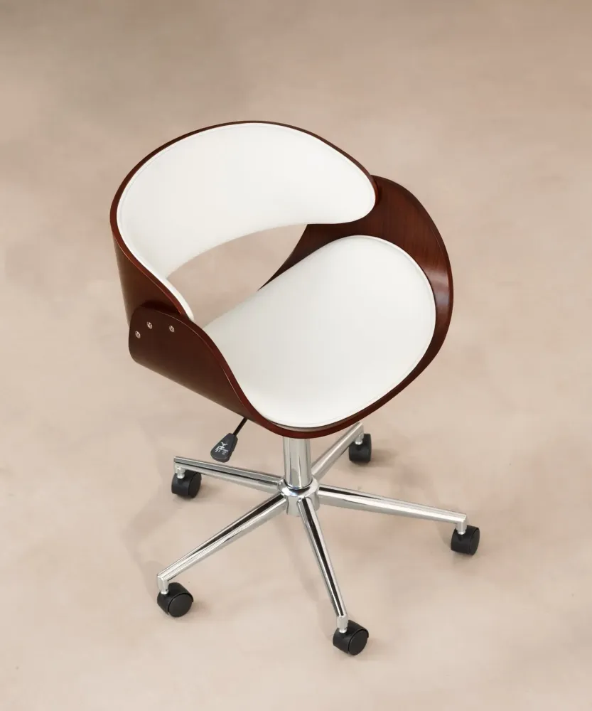 Sedia da ufficio similpelle e legno Debbie