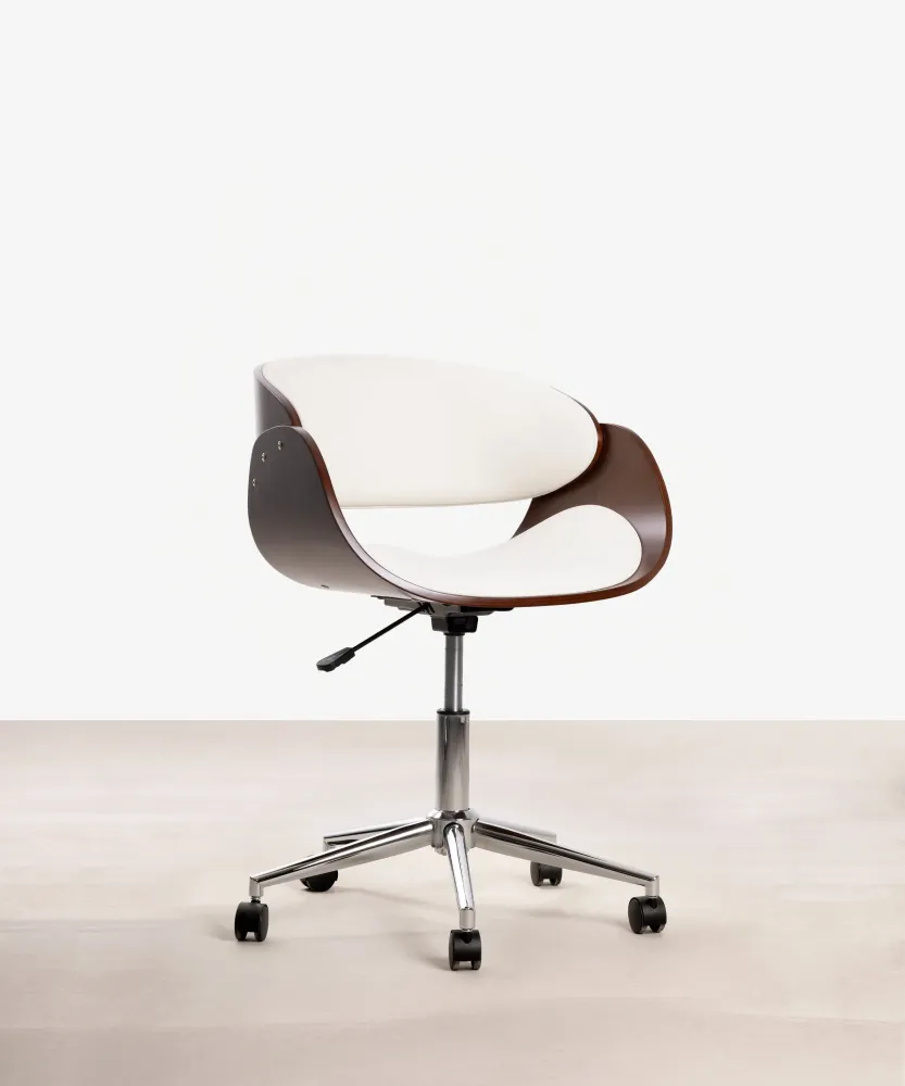 Sedia da ufficio similpelle e legno Debbie