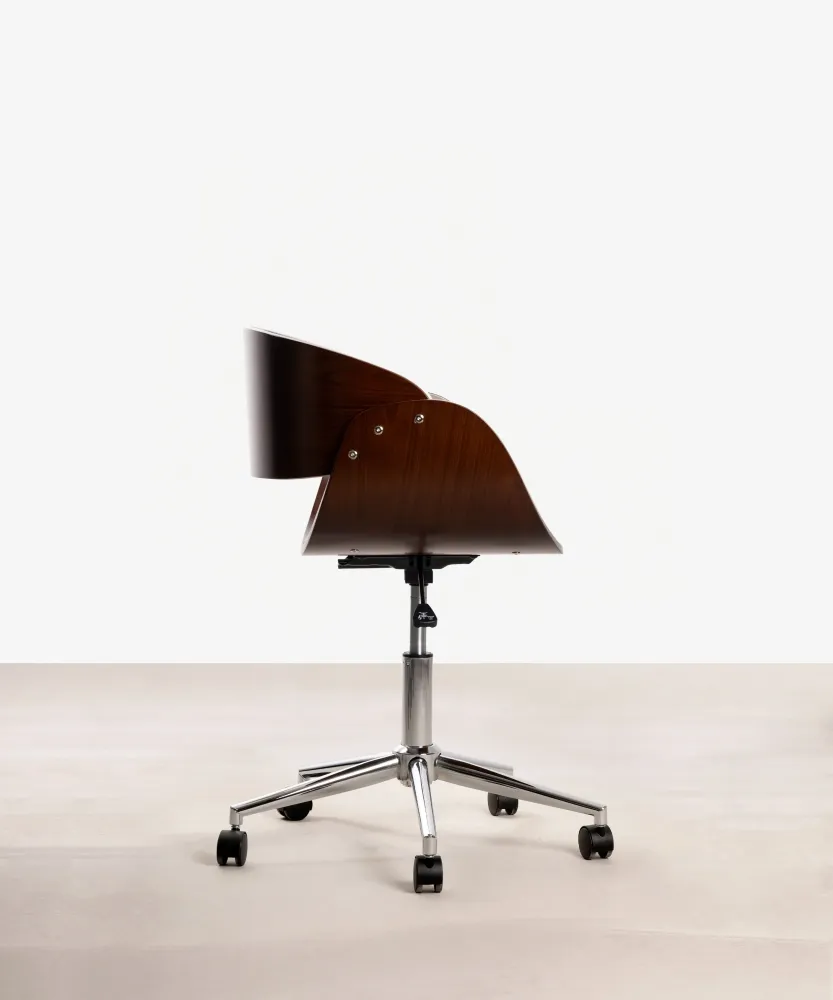 Sedia da ufficio similpelle e legno Debbie