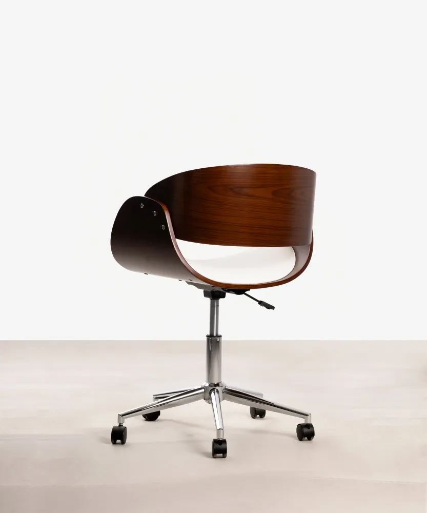 Sedia da ufficio similpelle e legno Debbie