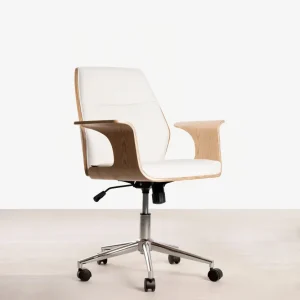 Sedia da ufficio similpelle e legno Malibuu