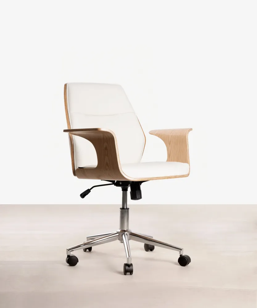 Sedia da ufficio similpelle e legno Malibuu