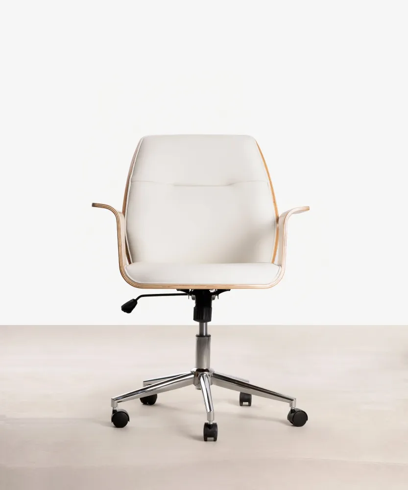 Sedia da ufficio similpelle e legno Malibuu