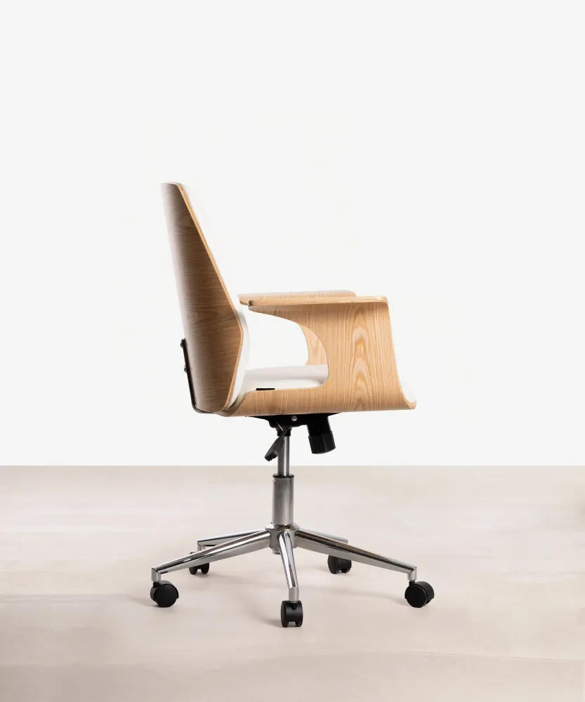 Sedia da ufficio similpelle e legno Malibuu
