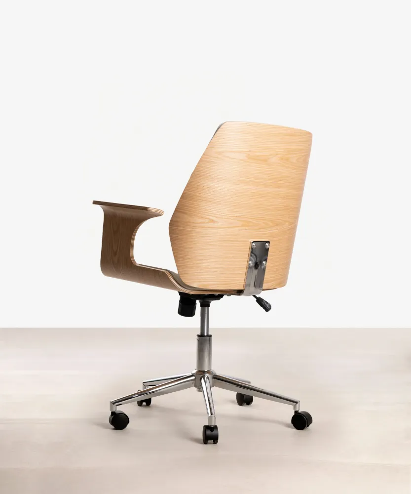 Sedia da ufficio similpelle e legno Malibuu