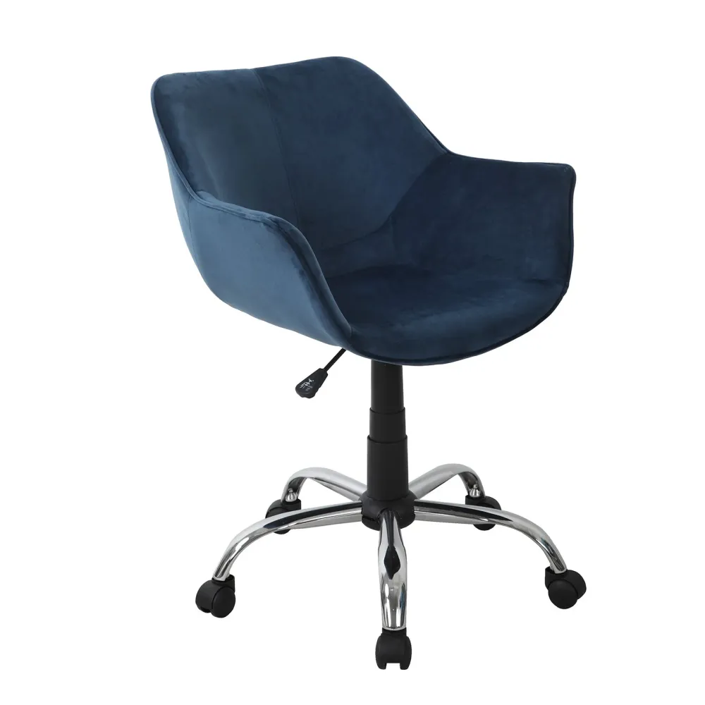Sedia da ufficio velluto Blu con ruote "Mosca" per scrivania moderna