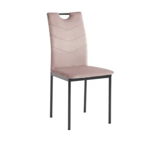 Sedia valery velluto rosa con gambe nere