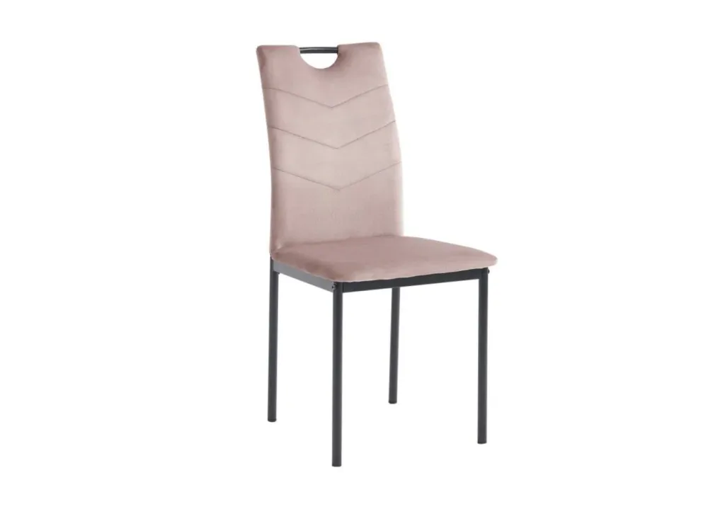 Sedia valery velluto rosa con gambe nere