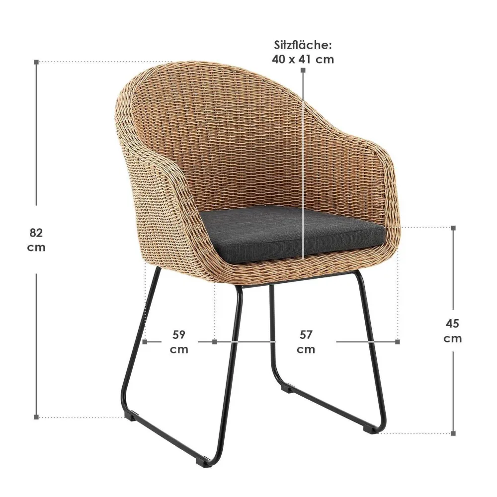 2x Sedia vimini di rattan Cody