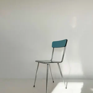 Sedia Vintage Metallo e Seduta Azzurra