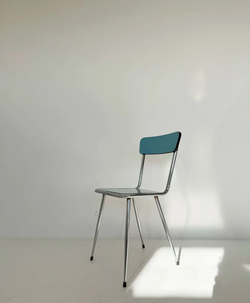 Sedia Vintage Metallo e Seduta Azzurra