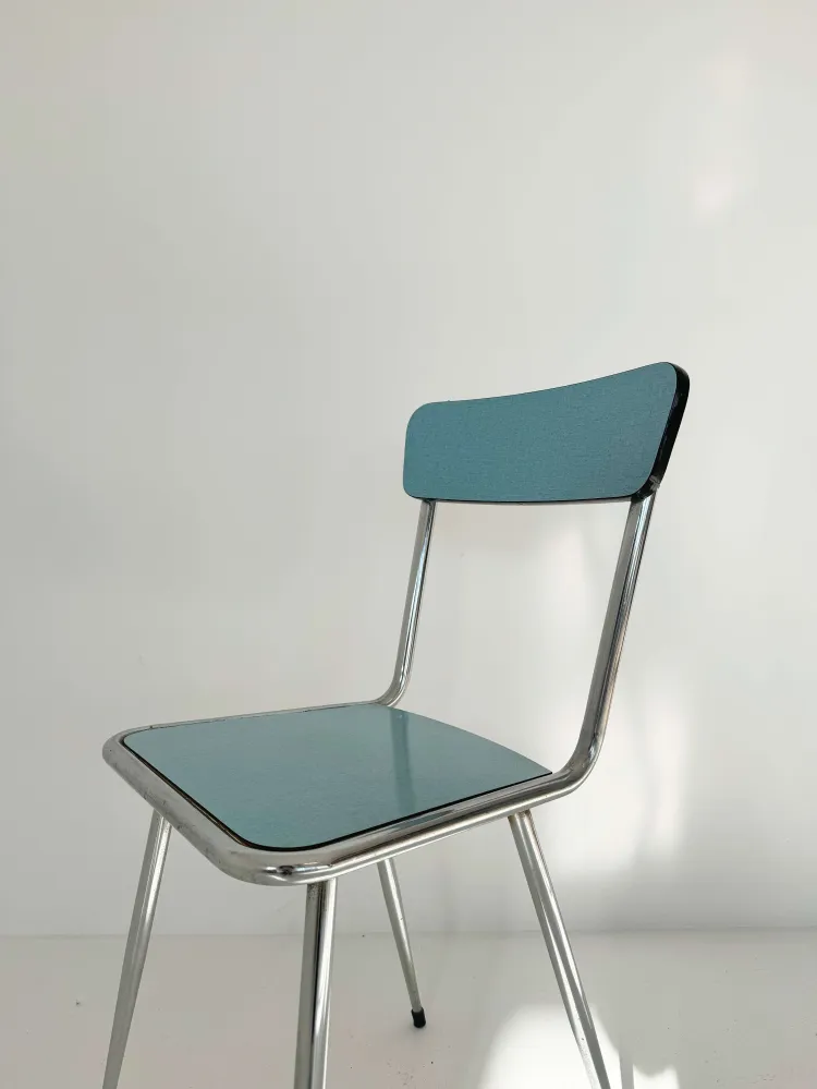 Sedia Vintage Metallo e Seduta Azzurra