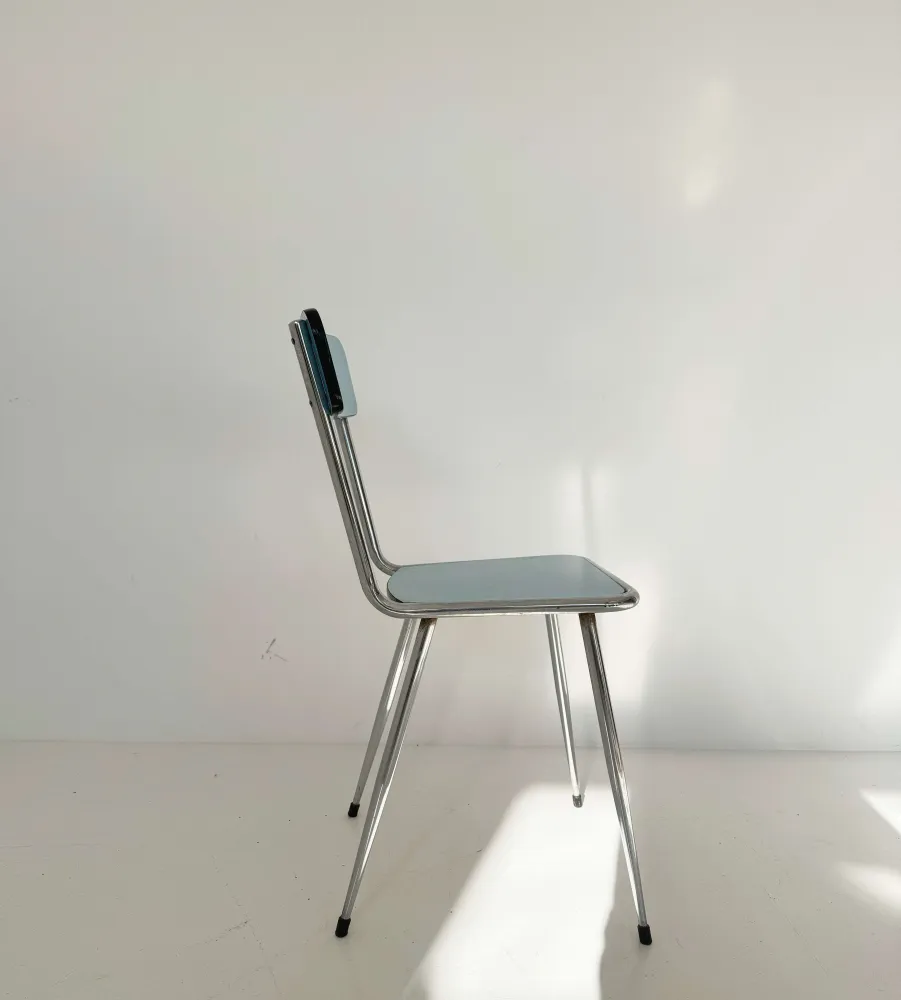 Sedia Vintage Metallo e Seduta Azzurra