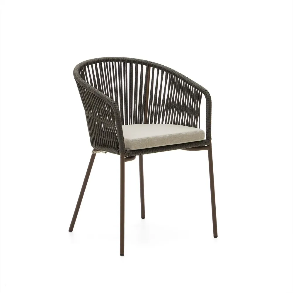 Sedia Yanet corda verde con gambe acciaio zincato