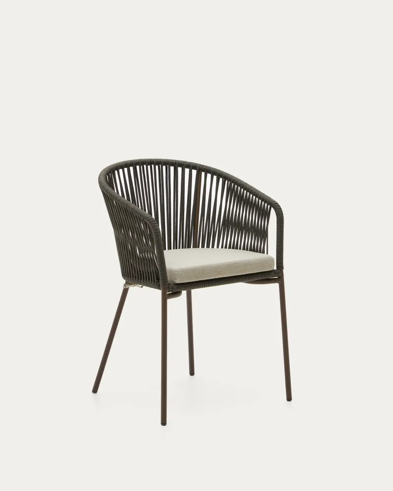 Sedia Yanet corda verde con gambe acciaio zincato