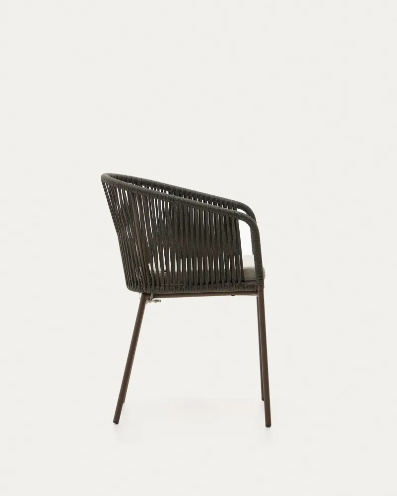 Sedia Yanet corda verde con gambe acciaio zincato