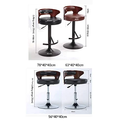 Sedia da Bar Girevole Seggiolone per La Casa Seggiolone Bar Girevole Pelle retrò Leggero Sedia da Bar Legno Massello (Colo...